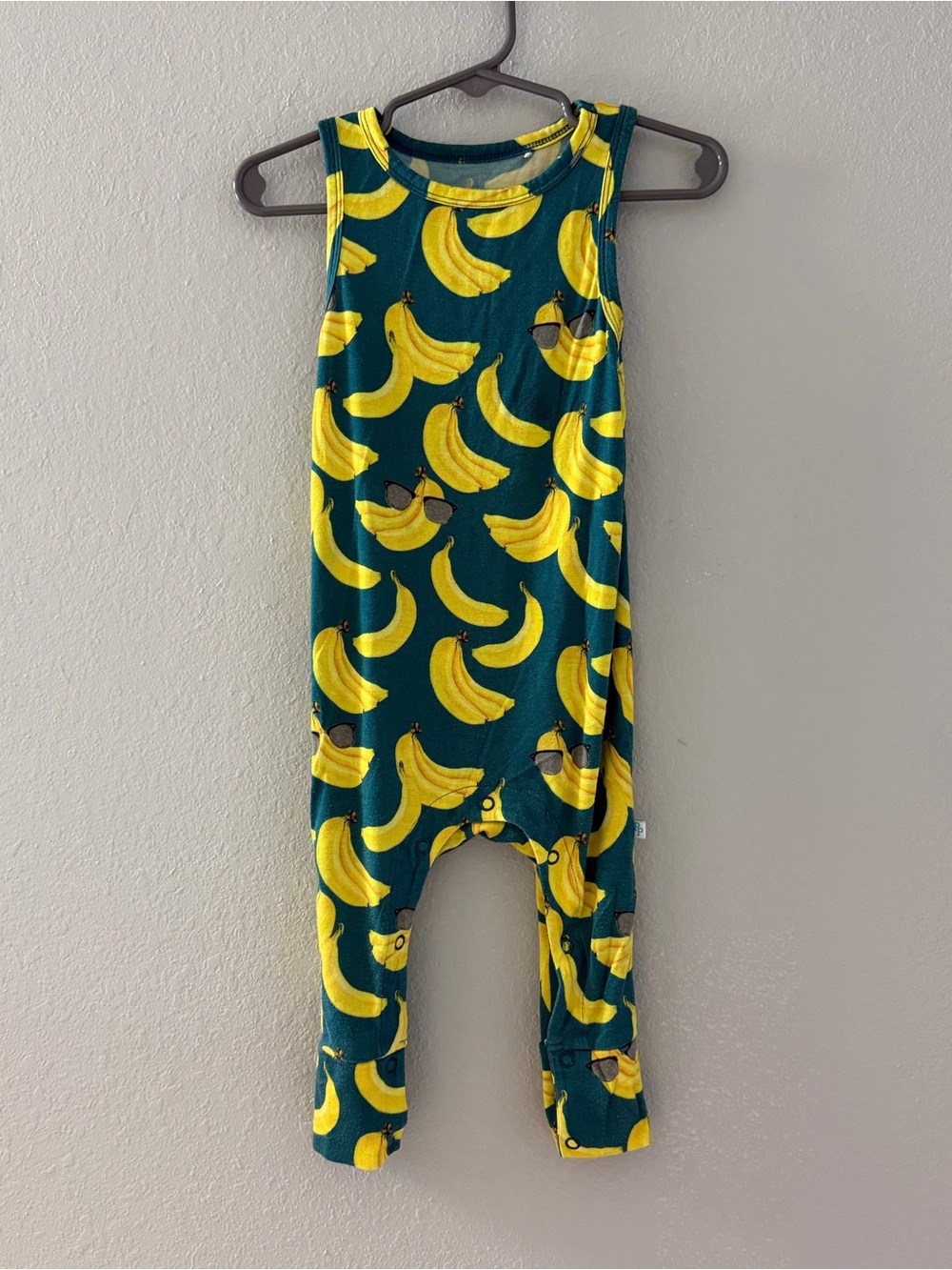 Posh Peanut Bananas Racerback Tank Romper size 18-24mo Teal and Yellow